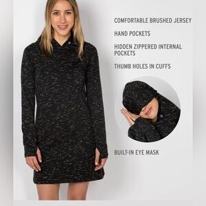 BETABRAND S Jersey woman hooded eyemask Poly blend black speck sweatshirt dress